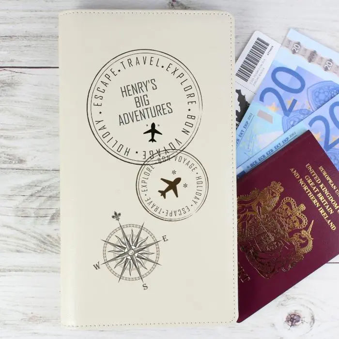 Personalised Leather Travel Document Holder: 1 - Passport Holders By Gift Moments