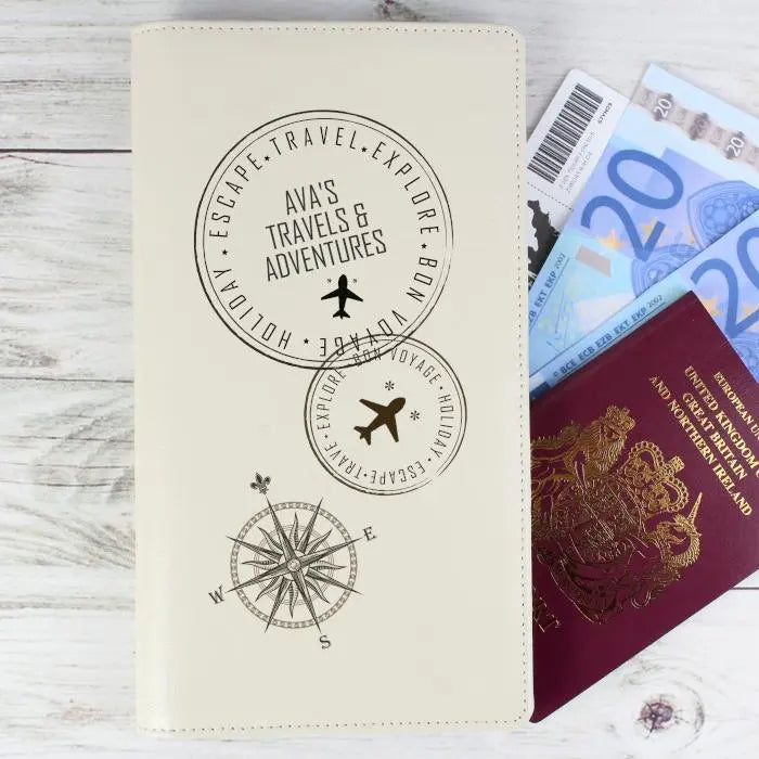 Personalised Leather Travel Document Holder: 5 - Passport Holders By Gift Moments