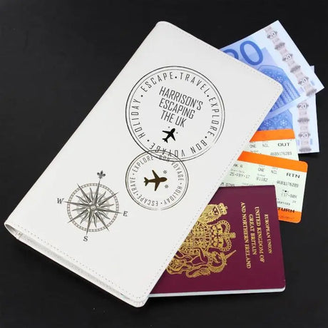 Personalised Leather Travel Document Holder: 3 - Passport Holders By Gift Moments