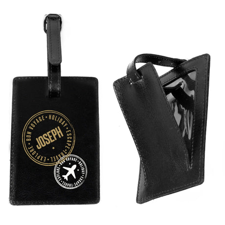 Personalised Black Leather Luggage Tag: 4 - Luggage Tags By Gift Moments