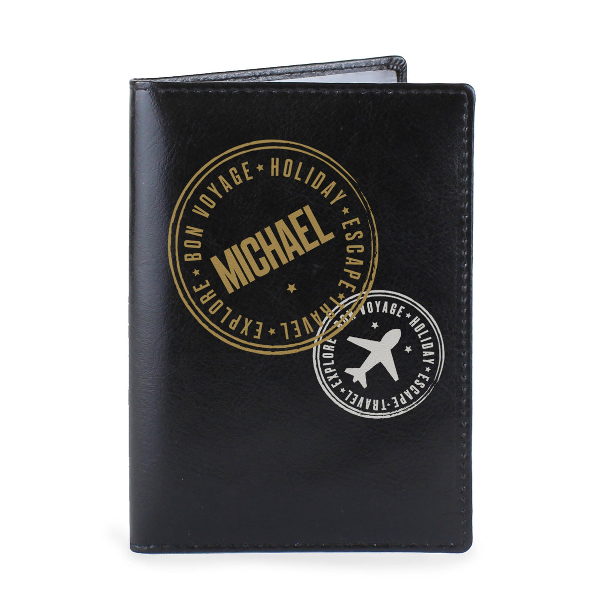 Personalised Black Leather Passport Holder: 2 - Passport Holders By Gift Moments