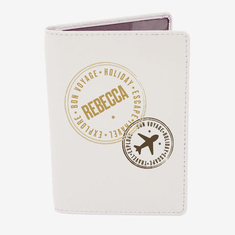 Personalised Cream Leather Passport Holder: 2 - Passport Holders By Gift Moments