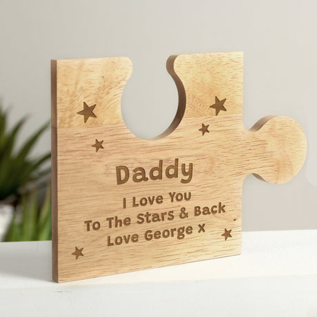 Personalised Star Design Wooden Jigsaw Piece: 3 - Coasters By Gift Moments