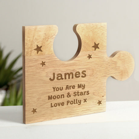 Personalised Star Design Wooden Jigsaw Piece: 2 - Coasters By Gift Moments