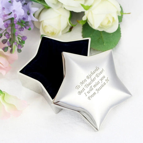 Personalised Silver Plated Star Trinket Box: 1 - Trinket Boxes By Gift Moments