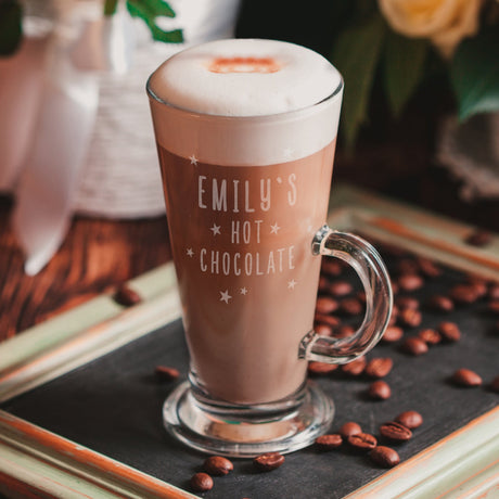 Personalised Stars Hot Chocolate Latte Glass: 2 - Latte Mugs By Gift Moments