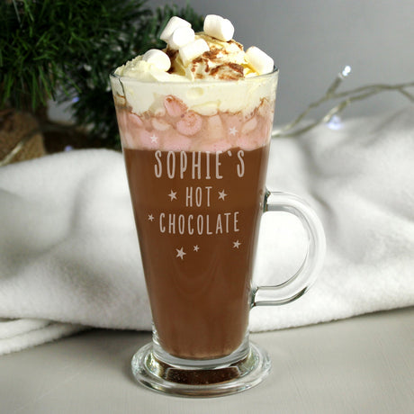 Personalised Stars Hot Chocolate Latte Glass: 3 - Latte Mugs By Gift Moments