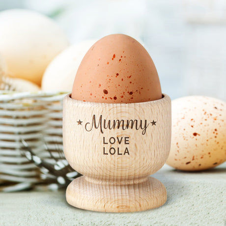 Personalised Stars Wooden Egg Cup: 5 - Egg Cups By Gift Moments