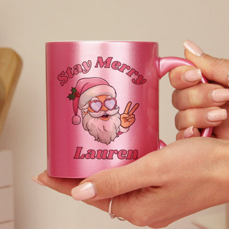 Personalised Santa Pink Mug: 2 - Mugs By Gift Moments