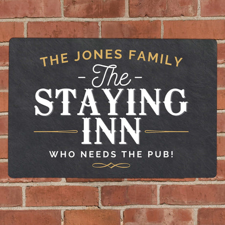 Personalised Staying Inn Aluminium Sign: 2 - Signs & Plaques By Gift Moments