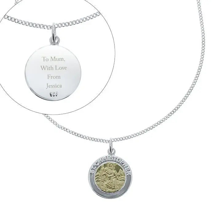 Personalised Silver & Gold St. Christopher Necklace: 3 - Necklaces By Gift Moments