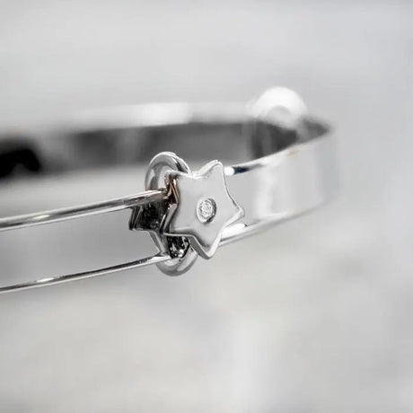 Personalised Sterling Silver Childs Expanding Diamante Star Bracelet: 5 - Bracelets By Gift Moments