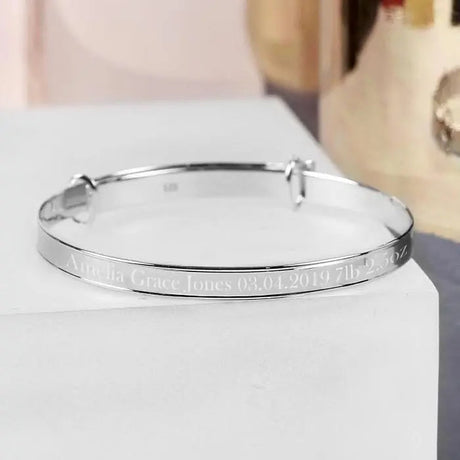 Personalised Sterling Silver Childs Expanding Diamante Star Bracelet: 2 - Bracelets By Gift Moments