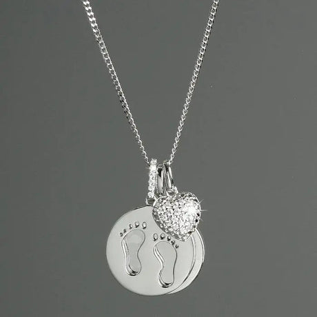 Personalised Silver Footprints & Heart Necklace: 5 - Necklaces By Gift Moments