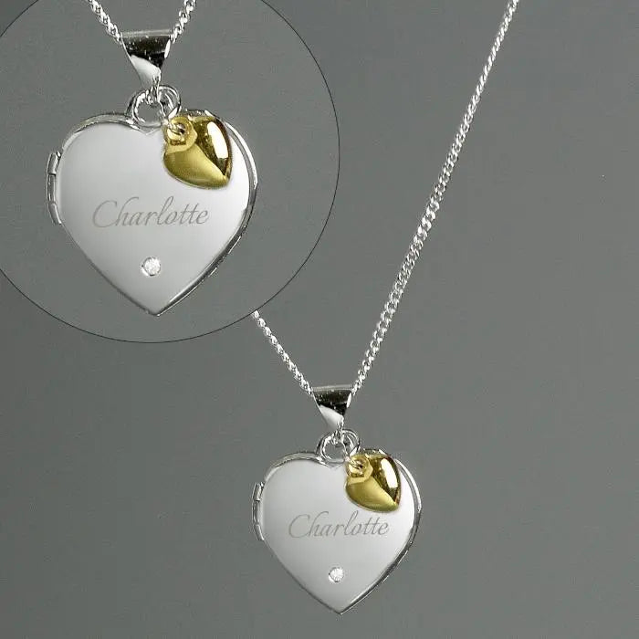 Personalised Sterling Silver Heart Locket Necklace: 3 - Necklaces By Gift Moments