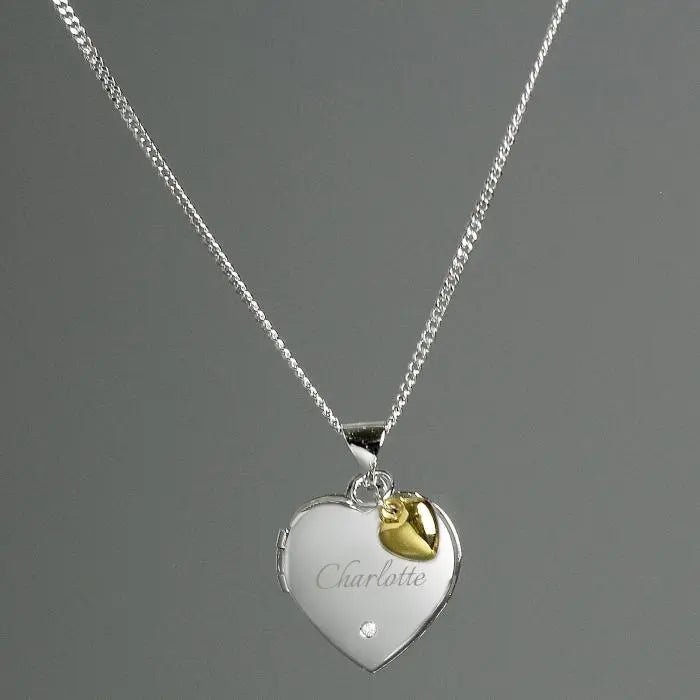 Personalised Sterling Silver Heart Locket Necklace: 1 - Necklaces By Gift Moments