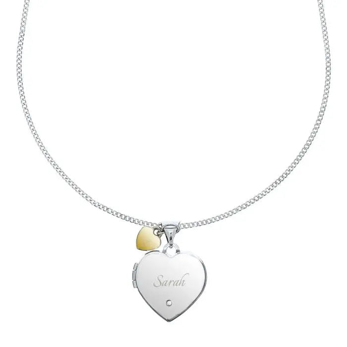 Personalised Sterling Silver Heart Locket Necklace: 4 - Necklaces By Gift Moments