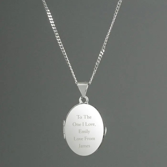 Personalised Sterling Silver Oval Locket Necklace: 5 - Necklaces By Gift Moments