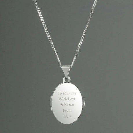 Personalised Sterling Silver Oval Locket Necklace: 2 - Necklaces By Gift Moments