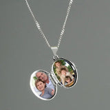 Personalised Sterling Silver Oval Locket Necklace: 3 - Necklaces By Gift Moments