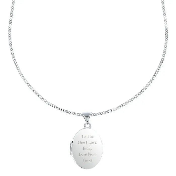 Personalised Sterling Silver Oval Locket Necklace: 6 - Necklaces By Gift Moments