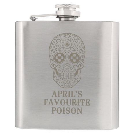 Personalised Sugar Skull Hip Flask: 4 - Hip Flasks By Gift Moments