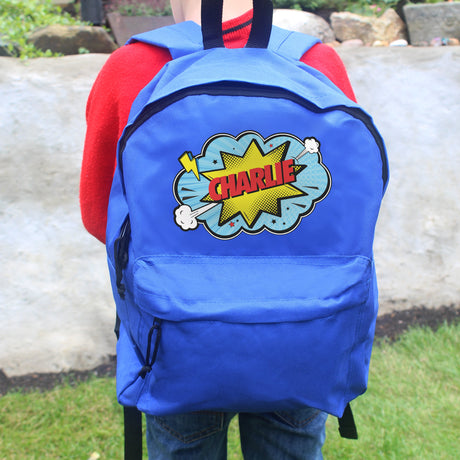 Personalised Superhero Blue Kids Backpack: 3 - Kids Bags By Gift Moments