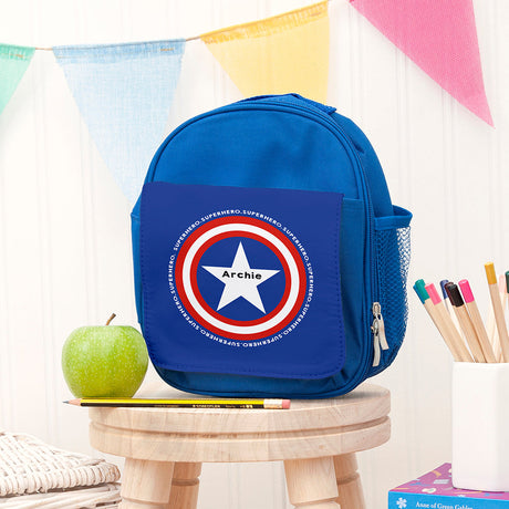 Personalised Boy's Superhero Blue Lunch Bags Star - Lunch Boxes & Bags at Gift Moments