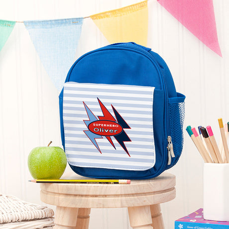 Personalised Boy's Superhero Blue Lunch Bags Flash - Lunch Boxes & Bags at Gift Moments