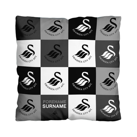 Swansea City AFC Personalised Chequered Cushion 18’’: 1 - Cushions By Swansea City