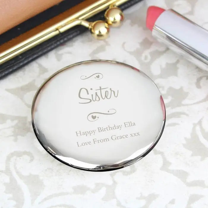 Personalised Swirls & Hearts Compact Mirror: 5 - Compact Mirrors By Gift Moments