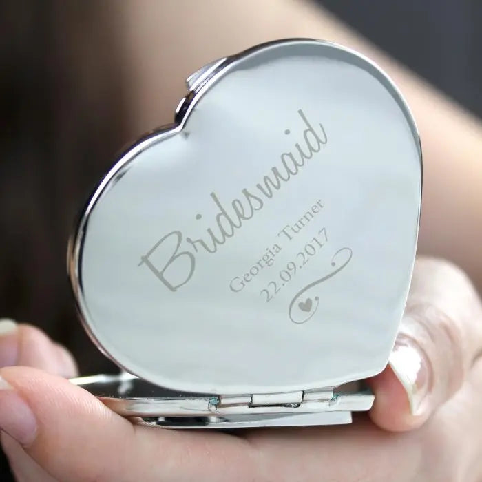 Personalised Diamante Heart Compact Mirror: 6 - Compact Mirrors By Gift Moments