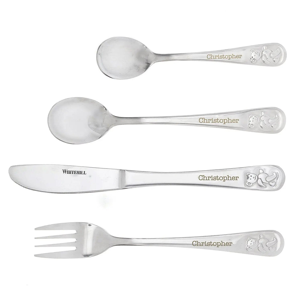 Personalised Teddy Cutlery Set for Kids: 4 - Cutlery Sets By Gift Moments