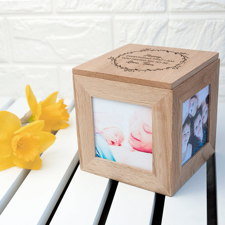 Personalised Oak Photo Cube for Mum: 6 - Photo Cubes By Gift Moments