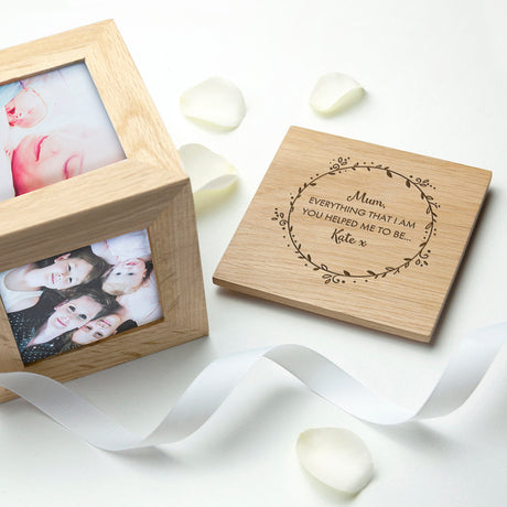 Personalised Oak Photo Cube for Mum: 1 - Photo Cubes By Gift Moments