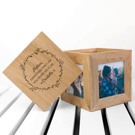 Personalised Oak Photo Cube for Mum: 2 - Photo Cubes By Gift Moments