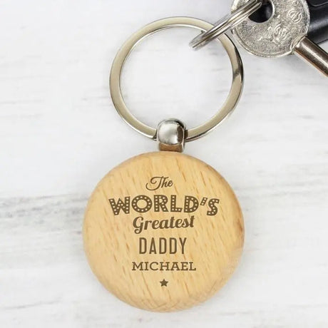 Personalised World’s Greatest Wooden Keyring: 1 - Keyrings By Gift Moments