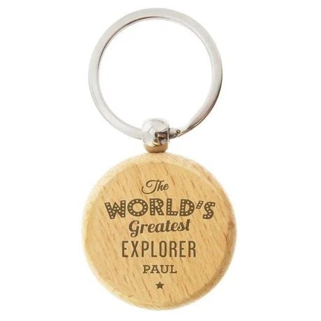 Personalised World’s Greatest Wooden Keyring: 3 - Keyrings By Gift Moments