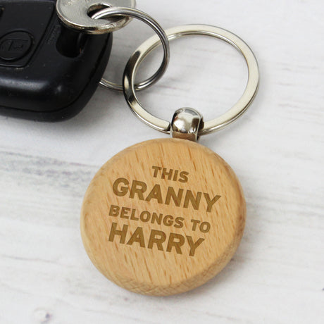 Personalised Wooden Keyring - This Belongs To: 3 - Keyrings By Gift Moments