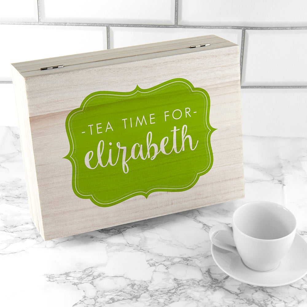 Personalised Time For Tea! Coloured Tea Box Selection: 2 - Green - Tea Boxes By Gift Moments