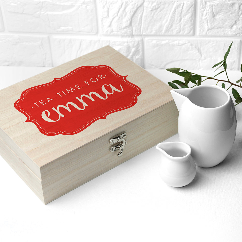 Personalised Time For Tea! Coloured Tea Box Selection: 4 - Red - Tea Boxes By Gift Moments