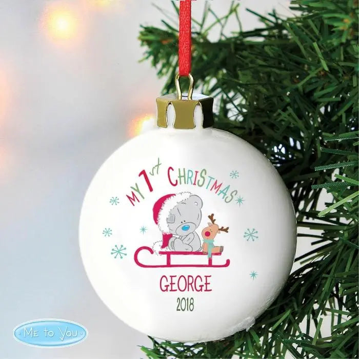 Personalised Tiny Tatty Teddy 1st Christmas Bauble: 4 - Christmas Baubles