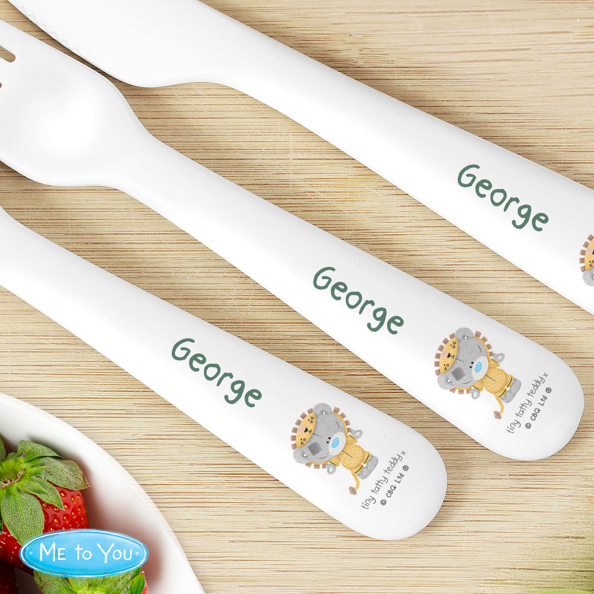 Personalised Tiny Tatty Teddy Jungle Animals Cutlery Set: 3 - Cutlery Sets