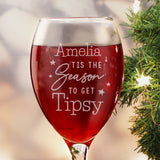 Personalised Tis The Season Wine Glass: 2 - Wine Glasses By Gift Moments