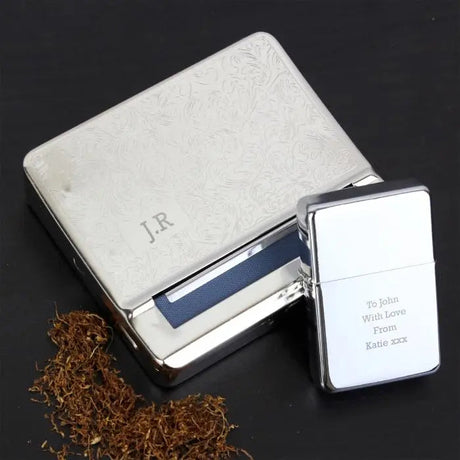 Personalised Tobacco Tin and Silver Lighter Set: 2 - Smoking Accessories By Gift Moments