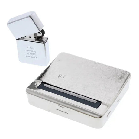 Personalised Tobacco Tin and Silver Lighter Set: 4 - Smoking Accessories By Gift Moments