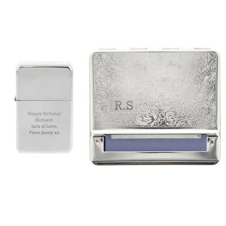 Personalised Tobacco Tin and Silver Lighter Set: 3 - Smoking Accessories By Gift Moments