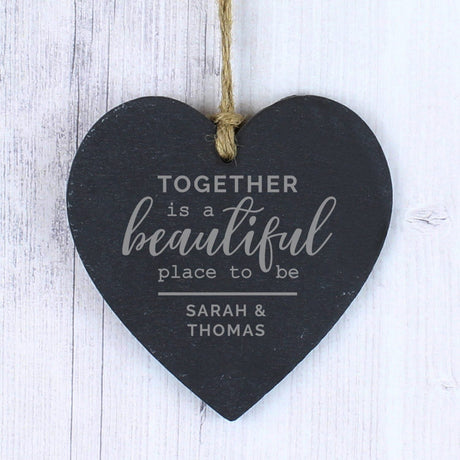 Personalised Slate Heart Decoration: 1 - Decorations By Gift Moments