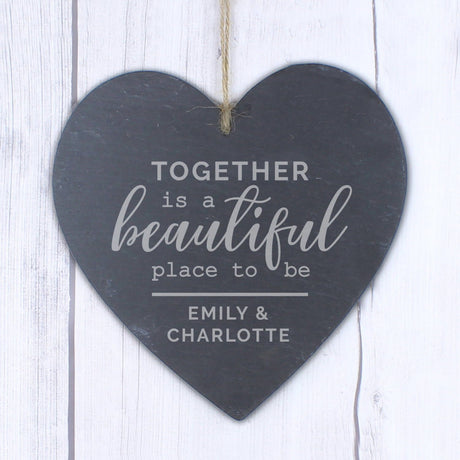 Personalised Slate Heart Decoration: 2 - Decorations By Gift Moments