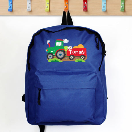 Personalised Blue Tractor Backpack for Kids: 1 - Kids Bags By Gift Moments